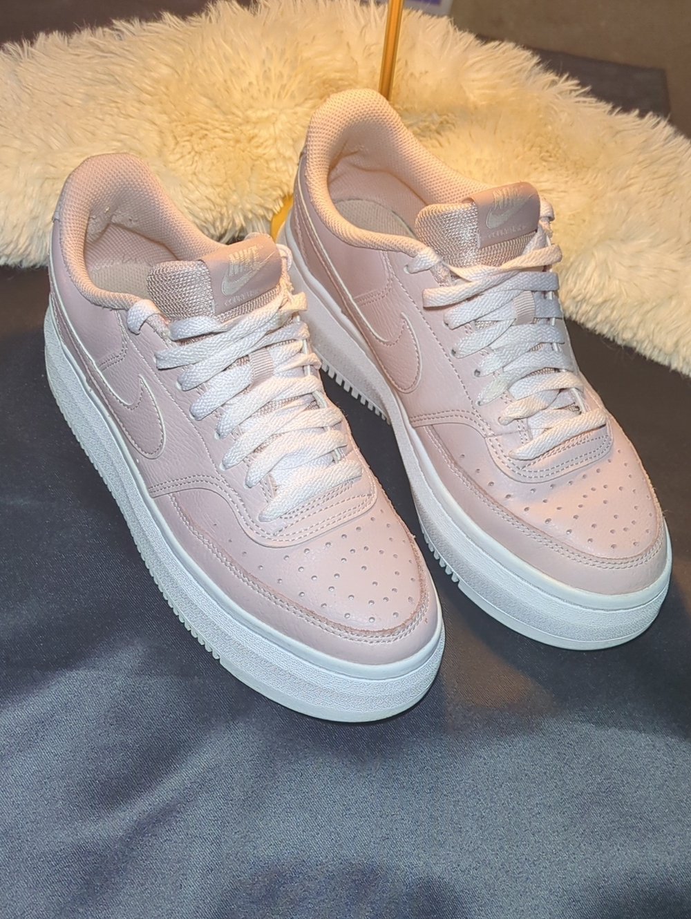 Nike Court Vision Alta Women's Sneakers - Pink Oxford/White Size 10 NOW ONLY $40